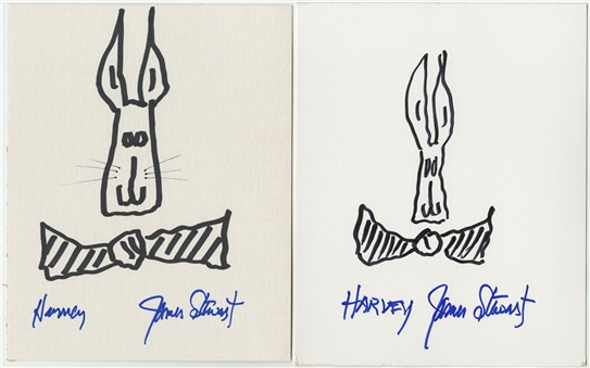 Lot of (2) James Stewart "Harvey" Drawings (JSA)